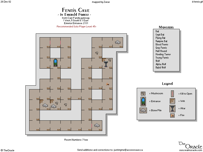 Image of map of Fenris Cave.